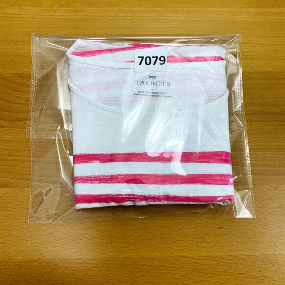 Talbots Sleeveless Top Women's Small White Striped Round Neck Shirt 100% Cotton - Picture 10 of 10